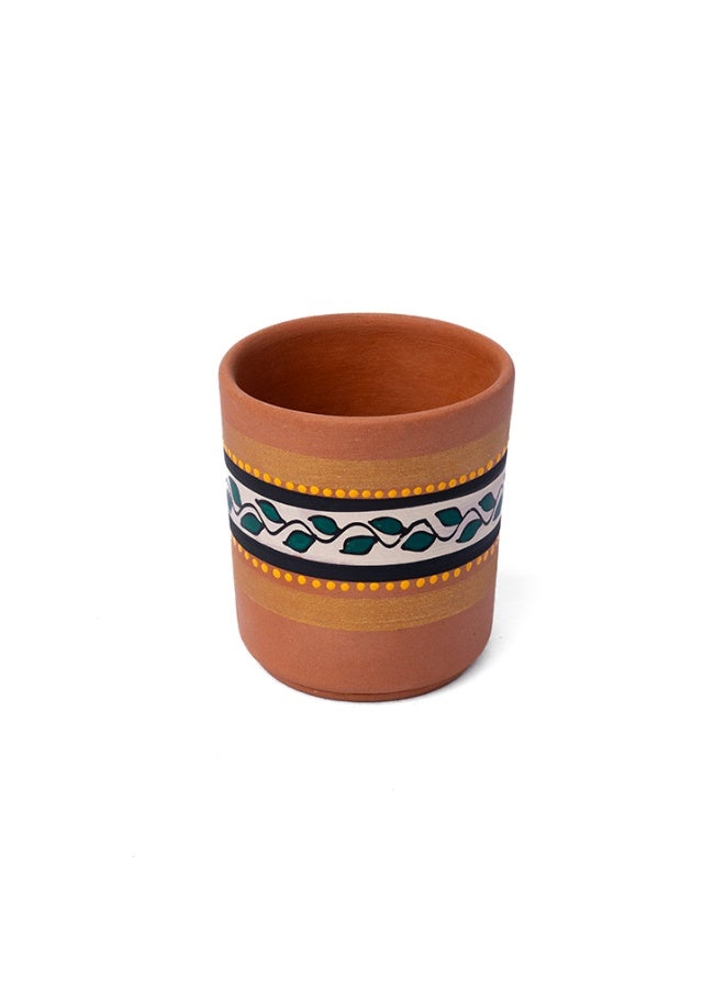 ارك أصيص نباتات فخاري مطلي يدويًا من ARK للنباتات الداخلية والخارجية | وعاء طيني طبيعي بتصميم قبلي على الحافة | ديكور بوهيمي للمنزل والشرفة - Image 2