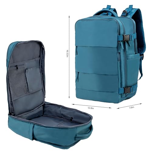 Carrywell (Not Made In China) Travel Backpack Airline Approved, Carry-On Underseat, Holds 15.6 or 16 Inch Laptop, Personal Item Bag with Shoe Compartment For Men Women, Peacock Blue 30l - Image 5