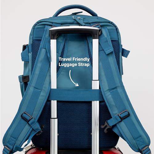 Carrywell (Not Made In China) Travel Backpack Airline Approved, Carry-On Underseat, Holds 15.6 or 16 Inch Laptop, Personal Item Bag with Shoe Compartment For Men Women, Peacock Blue 30l - Image 4