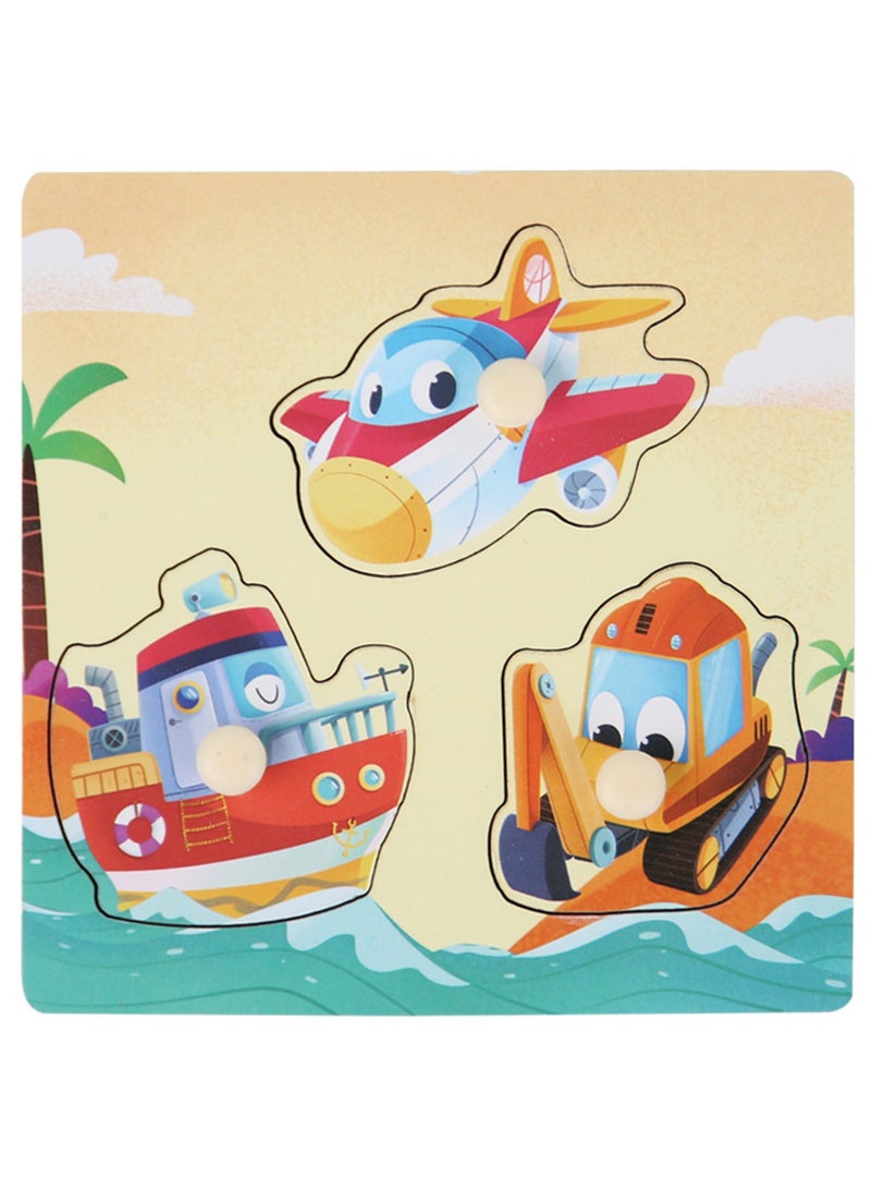Children's Educational Wooden Cartoon Traffic Series Jigsaw Puzzles Suitable Gift Bag Pack - Image 1