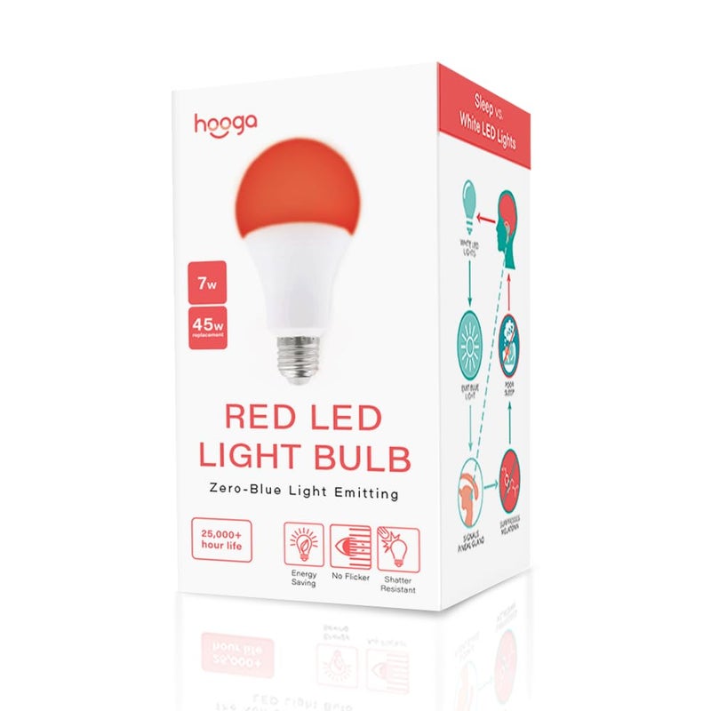 Hooga Sleep Light Bulb - Blue Light Blocking Red Night Light, 625nm for Healthy Sleep - Baby Nursery, 7W LED, 45W Replacement Single - Image 5