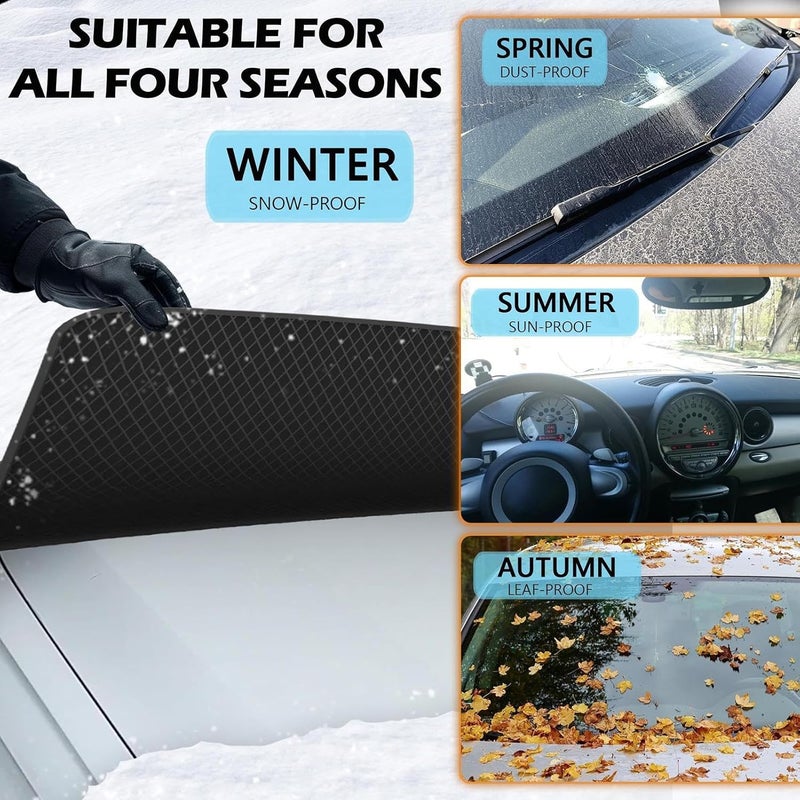 Car Windshield Snow Cover - Waterproof Ice Protector, Weather Resistant Frost and Rain Shield, Windproof Winter Auto Accessory, Convenient Setup Exterior Glass Protection | for Vehicles, Use - Image 4