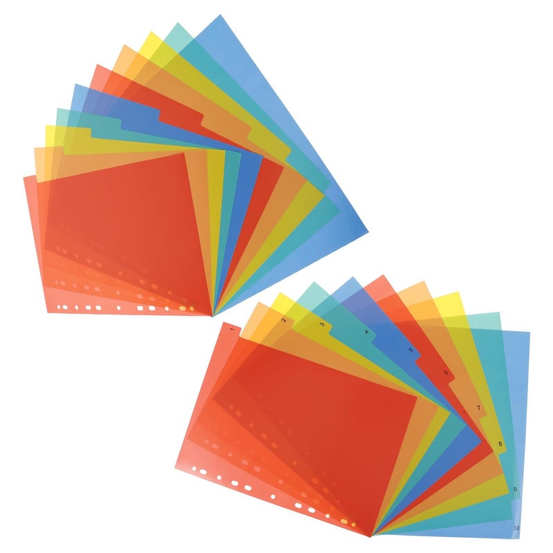 A4 11 Hole Binder Index Dividers 20pcs Set 10 Blank 10 Numbered Colorful Pages - Image 2