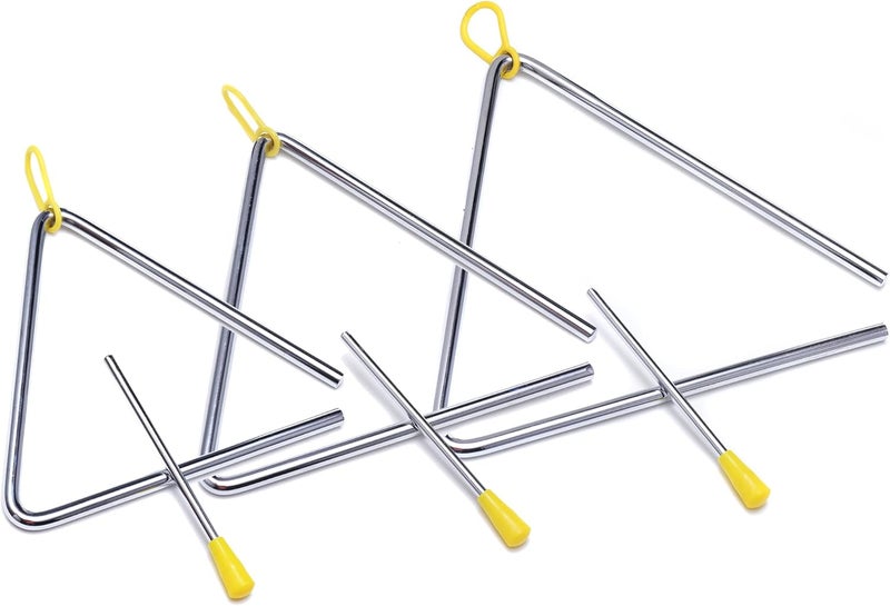 TDOCK Triangle Instrument 3 Packs 6 7 8 Inch Percussion Instrument Set Hand Percussion Triangles with Striker - Image 1