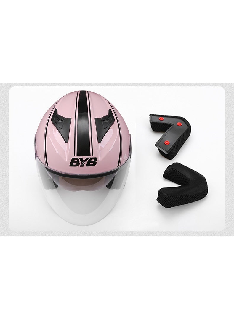 BYB Motorcycle Open Face Helmet For Men And Women Dual Lens Sun Visor Face Shield Top Lightweight Scooter Bike Retro 3/4 Helmet - Image 3