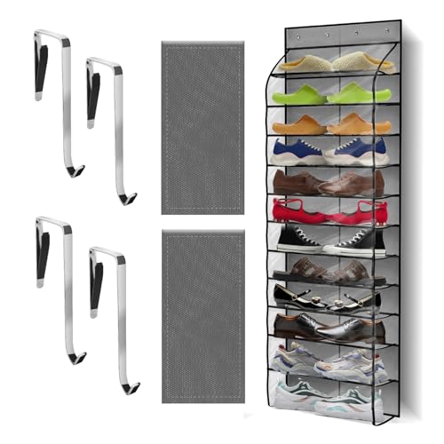 Kotkn Over The Door Shoe Organizer with 12 Large Breathable Pockets - Durable Hanging Storage for the Entire Family's Shoes (Gray) - Image 1