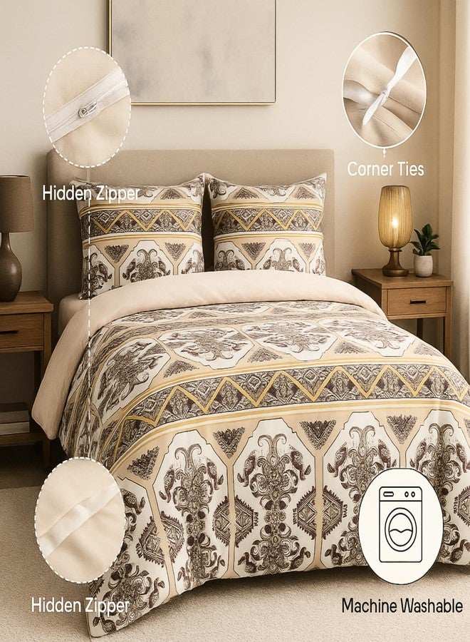 DaDa Bedding Ancient Quail Duvet Cover - w/Pillow Cases Tribal Persian Mauve Blush Pink Kilim Traditional Design Intricate Ornate Ornament Print - Cal King - 3-Pieces - Image 2