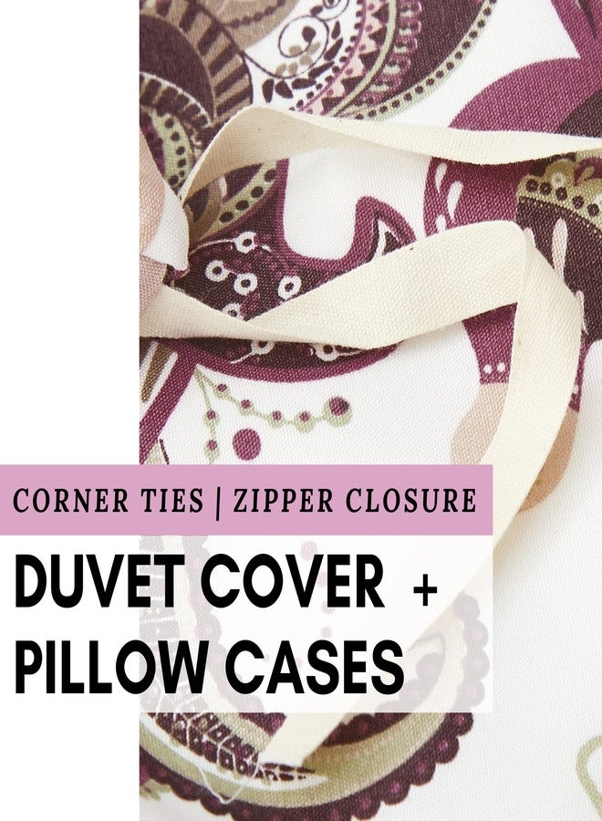 DaDa Bedding Ancient Quail Duvet Cover - w/Pillow Cases Tribal Persian Mauve Blush Pink Kilim Traditional Design Intricate Ornate Ornament Print - Cal King - 3-Pieces - Image 4