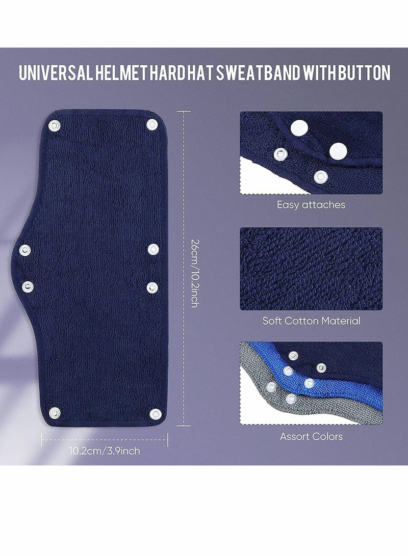 12 Helmet Sweat Belts, Helmet Sports Belts, Cotton Hard Hat Sweat Belts, Washable Terry Reusable Helmet Sweat Belts, With Padded (Dark Blue, Light Blue, Gray)  - Image 3