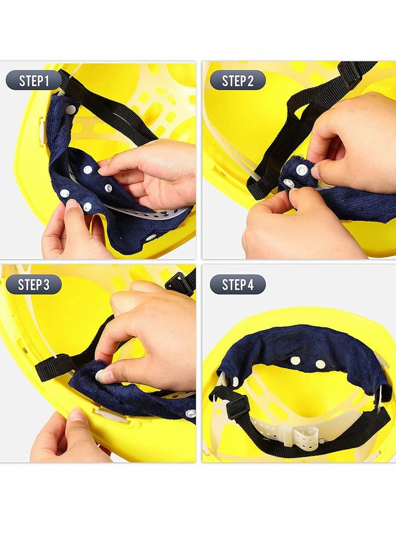 12 Helmet Sweat Belts, Helmet Sports Belts, Cotton Hard Hat Sweat Belts, Washable Terry Reusable Helmet Sweat Belts, With Padded (Dark Blue, Light Blue, Gray)  - Image 5