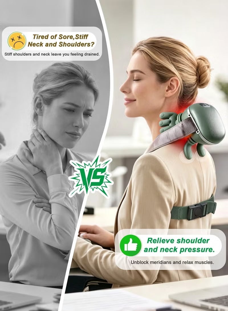 Ump Portable Neck Massager, Back Shoulder Massager, Shiatsu Massager,Rechargeable, with Heat, 3 Speed Levels,4D Deep Tissue Shiatsu Kneading Massager, Pain Relief,Relax Muscles, Electric Muscle Relaxation Pain Relief, for Home,Office,Car, Gifts for Men Women - Image 3