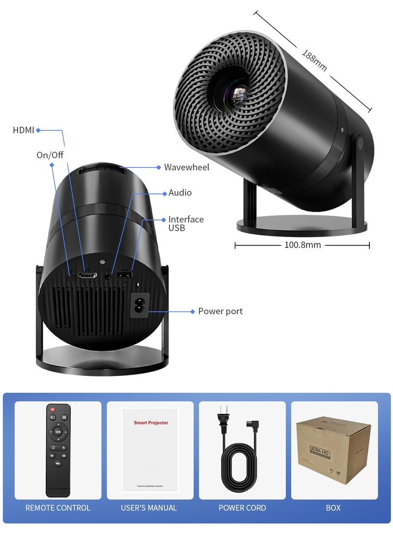 ديقيساند - جهاز عرض صغير محمول X3 مزود بشبكة 5G وWIFI وBT5.2 و260ANSI ونظام تشغيل أندرويد 11 وجهاز عرض أفلام بدقة 4K وشاشة عالية الدقة 1080 بكسل للسينما المنزلية وجهاز عرض خارجي - Image 1