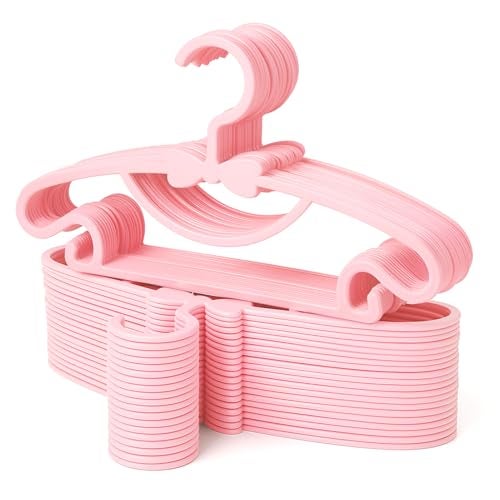Ovveroche 50 Pack Pink Baby Hangers Plastic Baby Nursery Closet Hangers Non-Slip Ultra-Thin Child Infant Coat Hanger for Newborn Toddler Clothes - Image 1