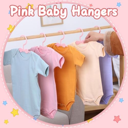 Ovveroche 50 Pack Pink Baby Hangers Plastic Baby Nursery Closet Hangers Non-Slip Ultra-Thin Child Infant Coat Hanger for Newborn Toddler Clothes - Image 5