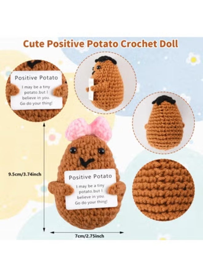fantasize 2 Pcs Handmade Positive Potato Toys, Cute Mini Funny Positive Potato Knitted Plush Crochet Doll, Wool Positive Potato Crochet Doll, Gifts for Best Friends Lovers Birthday Gifts - Image 5