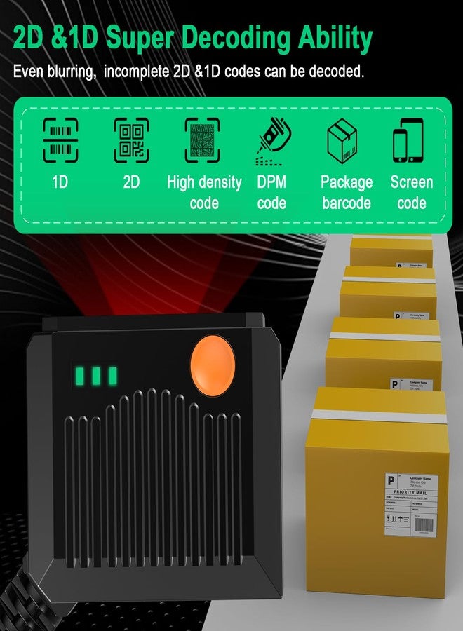 سيمكود ماسح ضوئي ثنائي الأبعاد للرموز الشريطية من Symcode - حامل ثابت، غطاء معدني فائق المتانة، ماسح ضوئي تلقائي للرموز الشريطية أحادية وثنائية الأبعاد (QR Code) - Image 3