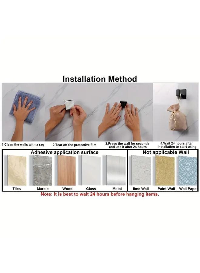 3 قطع من الخطافات الجدارية الألومنيوم الثقيلة ذاتية اللصق البيضاء - لا تحتاج لحفر - توفير للمساحة - Image 5