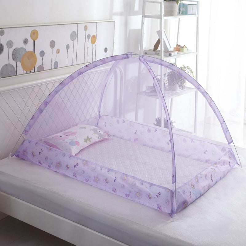 Cross-Border Foreign Trade Baby Mosquito Net Cover, Installation-Free, Newborn and Child Anti-Mosquito Cover, Yurt, Bottomless and Continuous Goods(Purple, 90*120cm) - Image 1