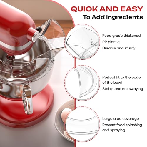FOCOllK KSMBLPS Pouring Shield for Kitchenaid Mixer, Splash Guard for Kitchenaid 5.5-8 Quart Bowl-Lift Stand Mixer and Stainless Steel Mixer Bowl, For Kitchenaid Attachments - Image 4