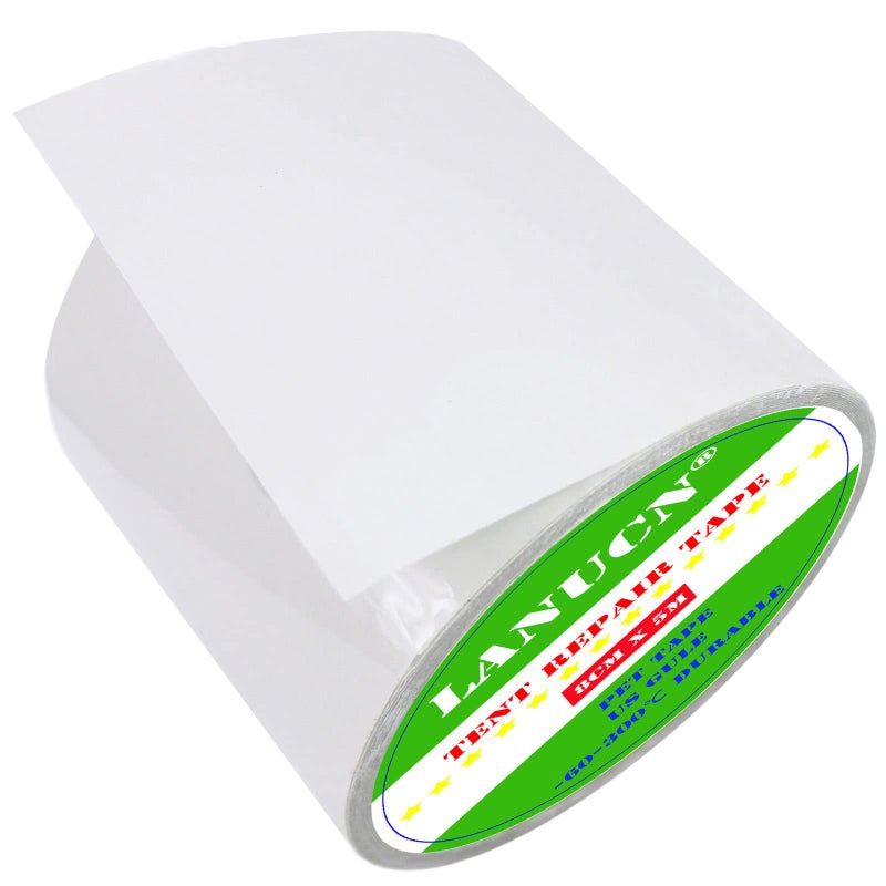 LANUCN Waterproof Tent Repair Kit - PVC Coated Surface and Ultrastrong Sticky Clear Tape, Fabric Repair for Canvas, RV Awning etc. - Image 1