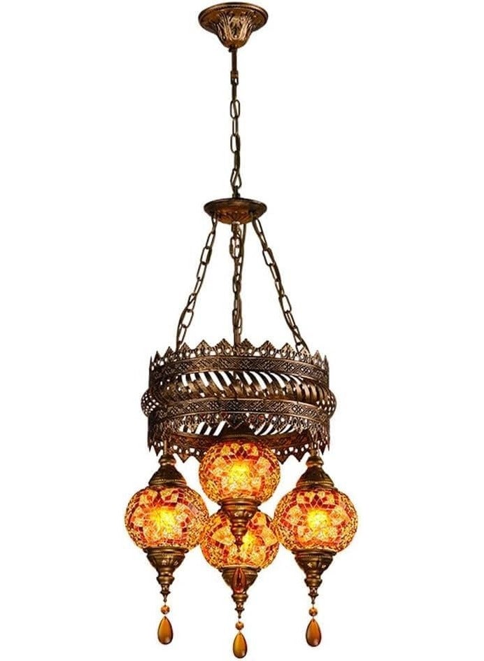 Quick Cart Retro Romantic Mosaic Glass Bohemian 4 Globe Chandliere/Ceiling Light(B) | Perfect for House warming, Birthday & Anniversery Party Gift | Perfect For Office & Hotel 