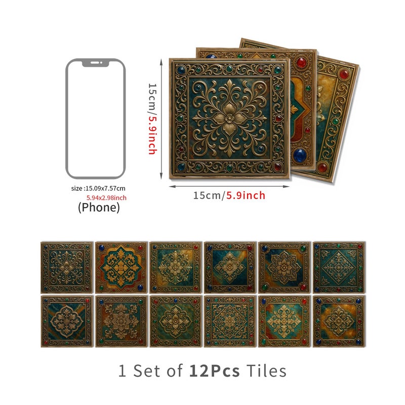 VICCI Foam Self-Adhesive Tiles 12Pcs - Mosaic Peel & Stick | Accent Wall, Coffee Bar, Furniture Facelift | Modern Home Accent - Image 5