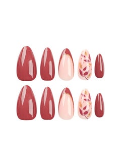 Fall Press On Nails Medium Almond Fake Nails Glossy Glue On Nails Wine Red French Tip Acrylic Nails Autumn Leaf Stiletto Artificial Nails Bling Glitter False Nails With Design 24 Pcs - pzsku/ZCA4DCCC6B3FB6ACA17F1Z/45/_/1734183082/cbc8523d-d50e-48e2-ab38-d1a6aec083ec