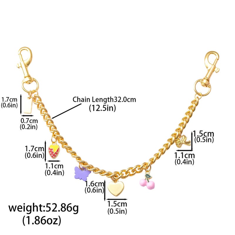 SORGERLY Bag Purse Charm Chain for Handbags - Cherry Strawberry Heart Bow Butterful Charms Gold Key Extender Chain Accessories - Cute Keychain Gifts for Women - Image 5