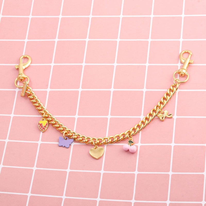 SORGERLY Bag Purse Charm Chain for Handbags - Cherry Strawberry Heart Bow Butterful Charms Gold Key Extender Chain Accessories - Cute Keychain Gifts for Women - Image 4