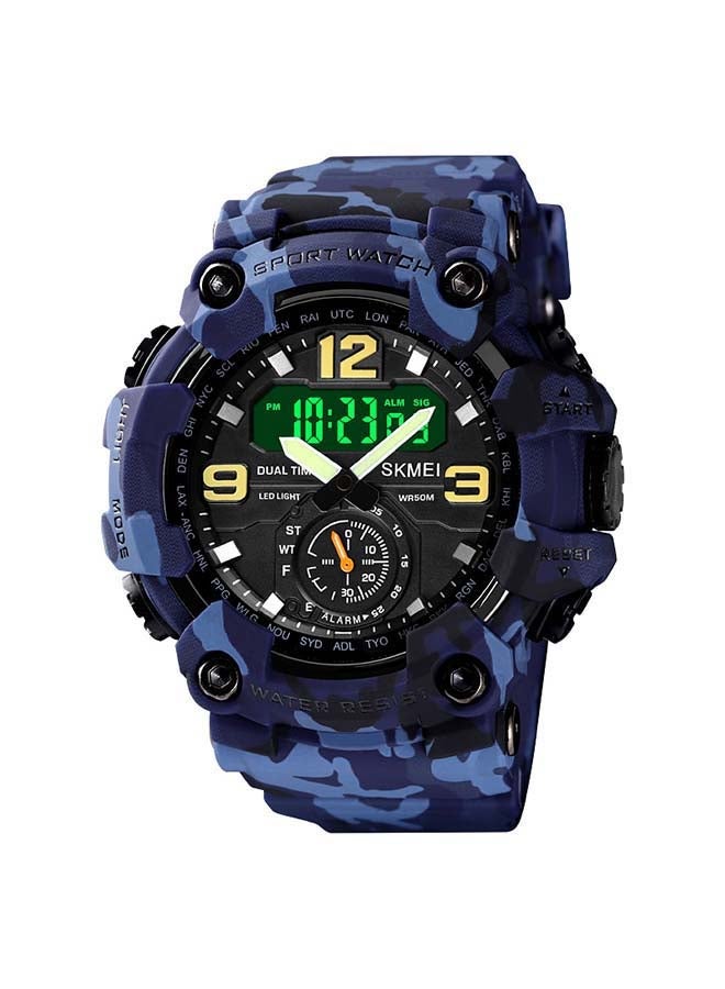 Men's 1637 Japan Movement 3 Time Dual Display Analog LED Electronic Quartz Wristwatch - Image 1