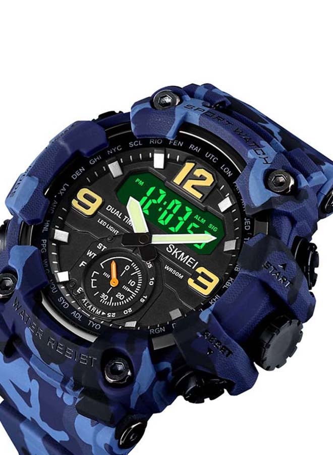 Men's 1637 Japan Movement 3 Time Dual Display Analog LED Electronic Quartz Wristwatch - Image 2