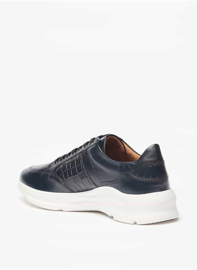 DUCHINI Men's Textured Sneakers with Lace-Up Closure  - Image 2