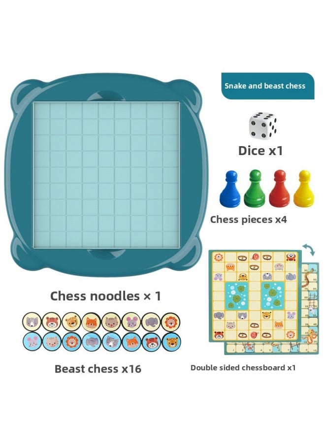 Generic - Flying Adventure Chess Snake Chess Animal Chess Two-in-one Multi-function Board Desktop Interactive Game Children's Educational Toys-Color:Snake Chess/Beast Chess [without Table Legs]] - Image 1