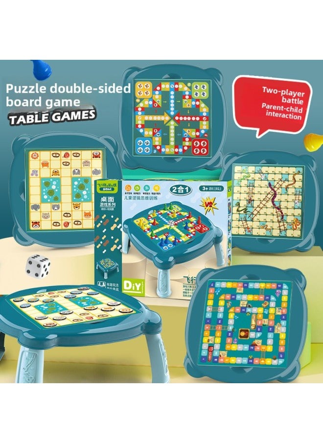 Generic - Flying Adventure Chess Snake Chess Animal Chess Two-in-one Multi-function Board Desktop Interactive Game Children's Educational Toys-Color:Snake Chess/Beast Chess [without Table Legs]] - Image 1