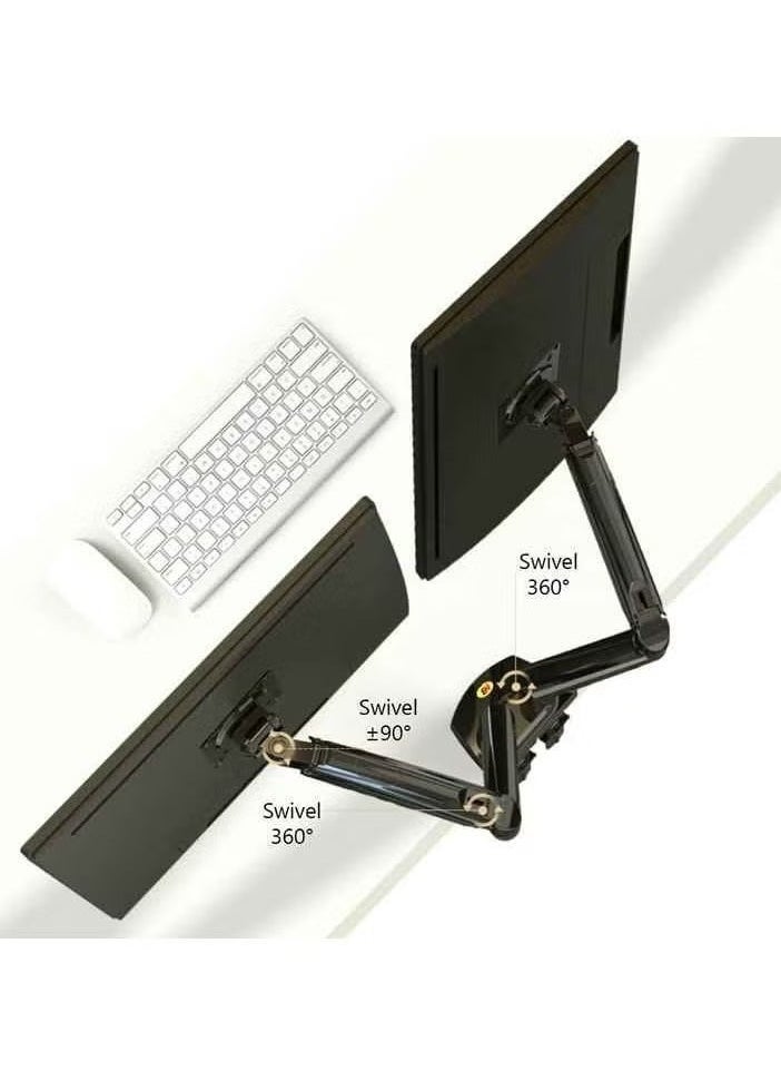 NB F160-FP Dual Arm Gas Spring Mount for Monitor & Laptop – Adjustable Desk Mount for 17–27 Inch Monitor & 10–17 Inch Laptop – Full Motion Arm with Tilt, Swivel, and Rotation – Ergonomic, Space-Saving Workstation Solution  - Image 3