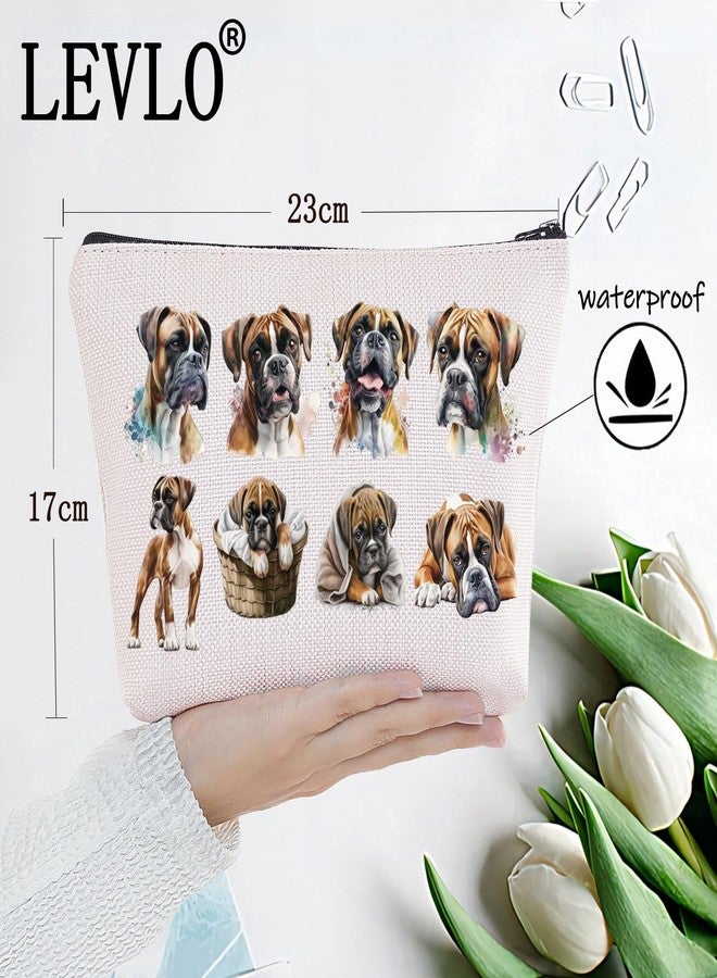 LEVLO Boxer Dog Cosmetic Makeup Bag Boxer Dog Lover Gift Boxer Dog Mom Travel Pouch Bag Boxer Dog Merchandise (Boxer Dog) - Image 2