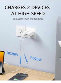 General 2Pack USB C Fast Charger Block,50W 5-Port USB C Wall Charger Brick,2 USB A & 3 USB C PD3.0 Power Adapter Multiport Type C Charging Plug for iPhone 12/13/14/15,Pad Mini/Pro, GalaxyS23 S22 (White)  - Image 3