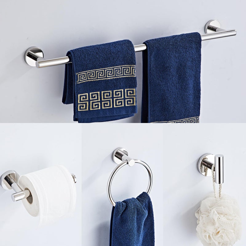 KUUBTH Chrome Bathroom Hardware Set 5 Piece with Towel Racks for Bathroom  SUS304 Stainless Steel Bath Towel Bar Set  24 Inch Wall Mounted Accessories Kit - Image 2