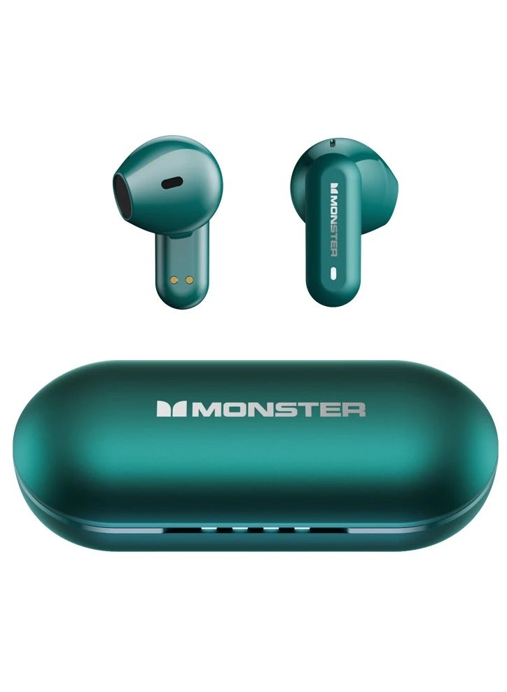 Monster Monster XKT25 Wireless Bluetooth Earbuds Gaming Headphones Deep Bass Low Latency Game Headset with Built-in Microphone For Gaming Noise Canceling Headsets Green 