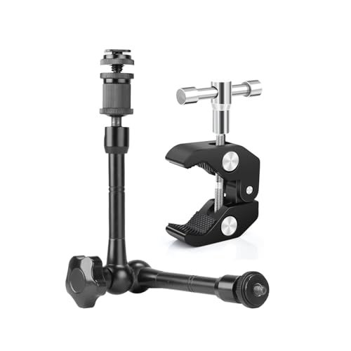 Hiffin 11"/28cm Adjustable Magic Arm with Super Clamp, 1/4" & 3/8" Threads, 1/4" Screws for Flash/LED Light/Microphone/Monitor, Compatible with All Camera Cage, Max Load: 4.4lb/2kg - Image 1