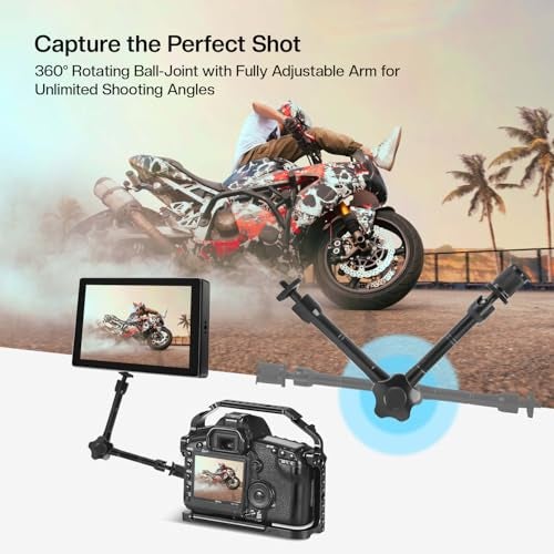 Hiffin 11"/28cm Adjustable Magic Arm with Super Clamp, 1/4" & 3/8" Threads, 1/4" Screws for Flash/LED Light/Microphone/Monitor, Compatible with All Camera Cage, Max Load: 4.4lb/2kg - Image 5