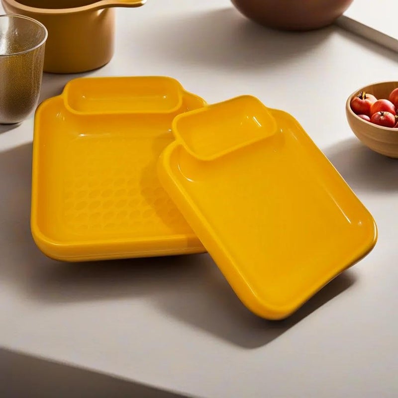 BHOJANWARE Style with Our Sectioned Plastic Platter Set of 6 in Yellow Color-(Size- 7.5 Inch/ 19 CM) - Image 1