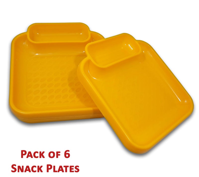 BHOJANWARE Style with Our Sectioned Plastic Platter Set of 6 in Yellow Color-(Size- 7.5 Inch/ 19 CM) - Image 3