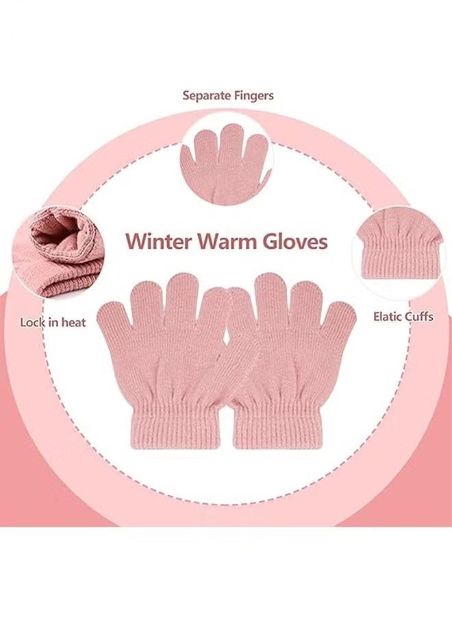 Kids Winter Beanie Hat Scarf Gloves Set for 2-6 Years Old, Toddler Winter Knit Hat Gloves Neck Warmer with Fleece Lined, Tender Pink - Image 3