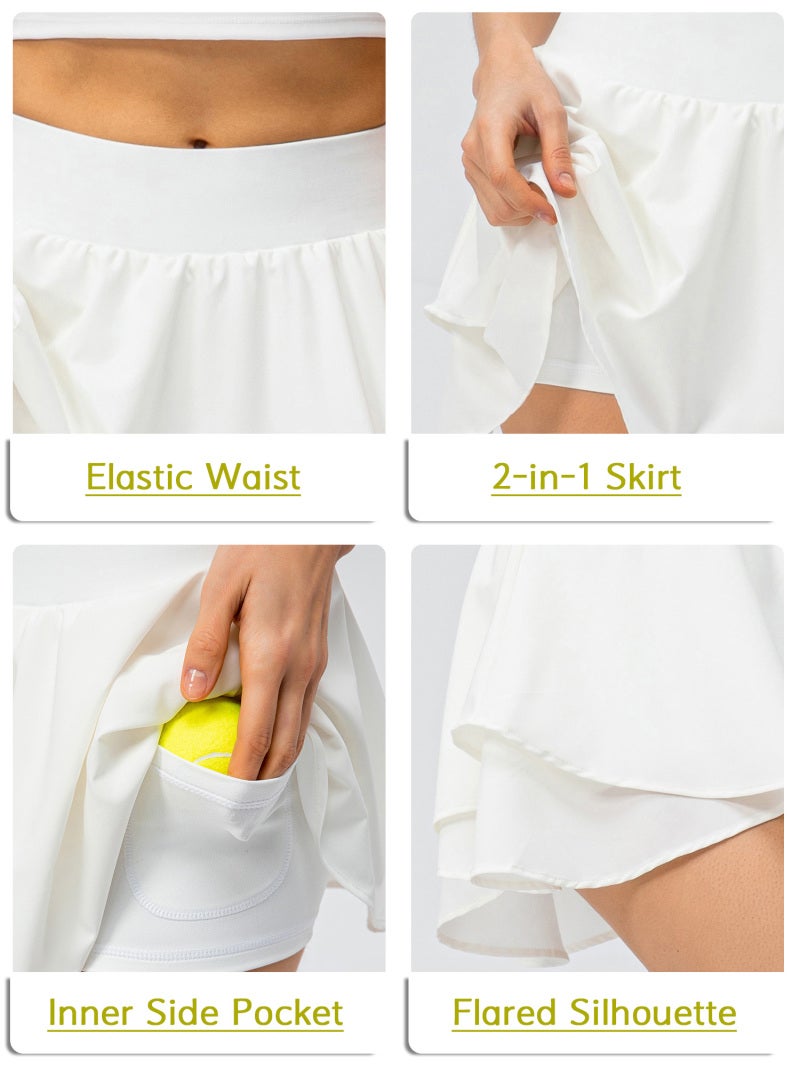 Women Tennis Skirts with Liner Shorts 2-in-1 Double Layer with Pocket for Workout Golf - Image 5