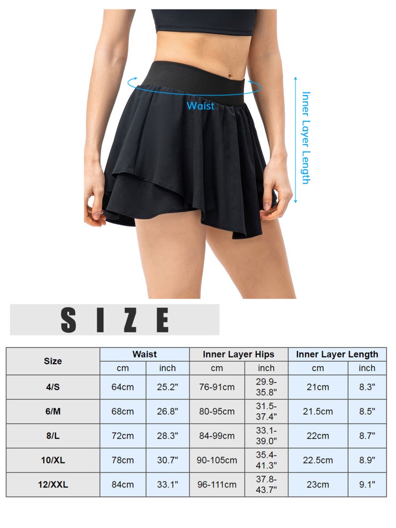 Women Tennis Skirts with Liner Shorts 2-in-1 Double Layer with Pocket for Workout Golf - Image 2