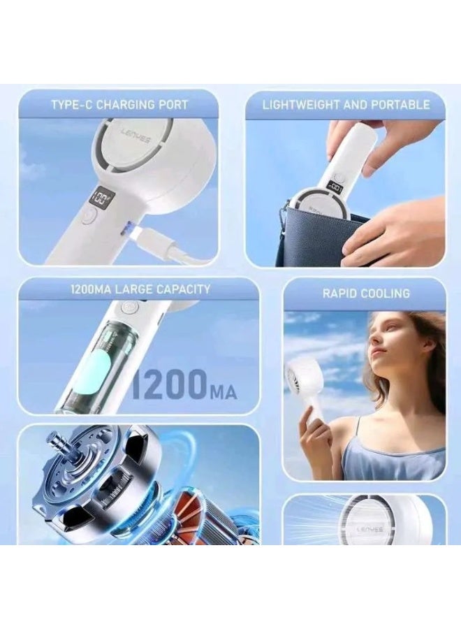 Lenyes LFH07 Portable Mini Handheld Cooling Fan, 5-Speed, 1200mAh Battery, LED Display - Image 3