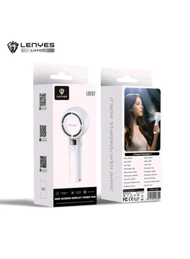 Lenyes LFH07 Portable Mini Handheld Cooling Fan, 5-Speed, 1200mAh Battery, LED Display - Image 2