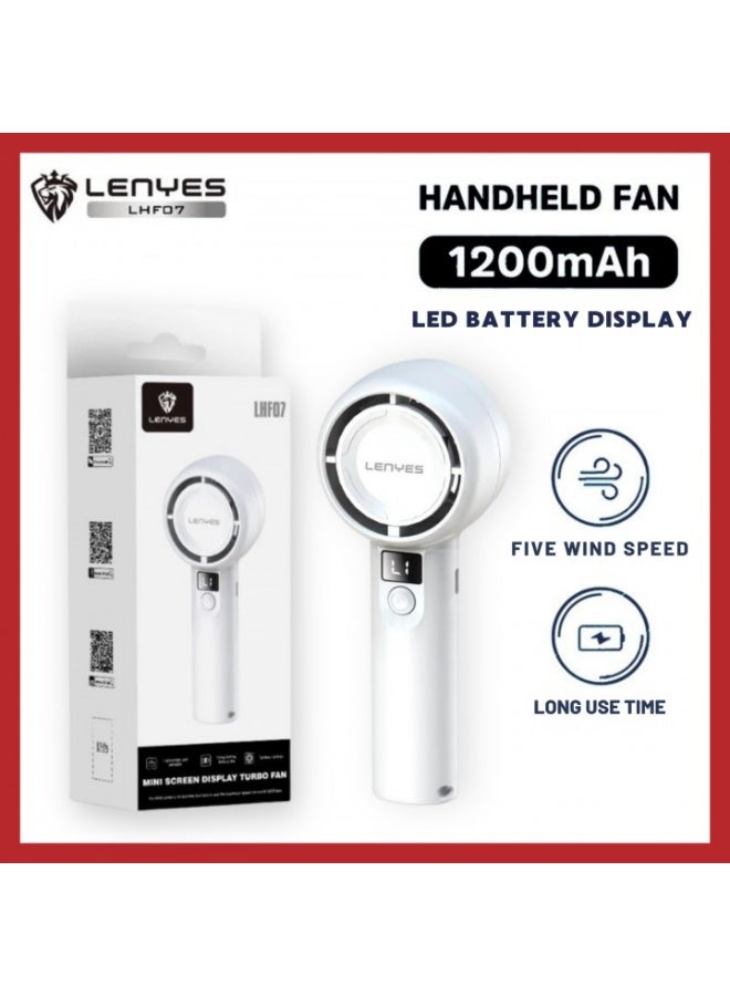 Lenyes LFH07 Portable Mini Handheld Cooling Fan, 5-Speed, 1200mAh Battery, LED Display - Image 5