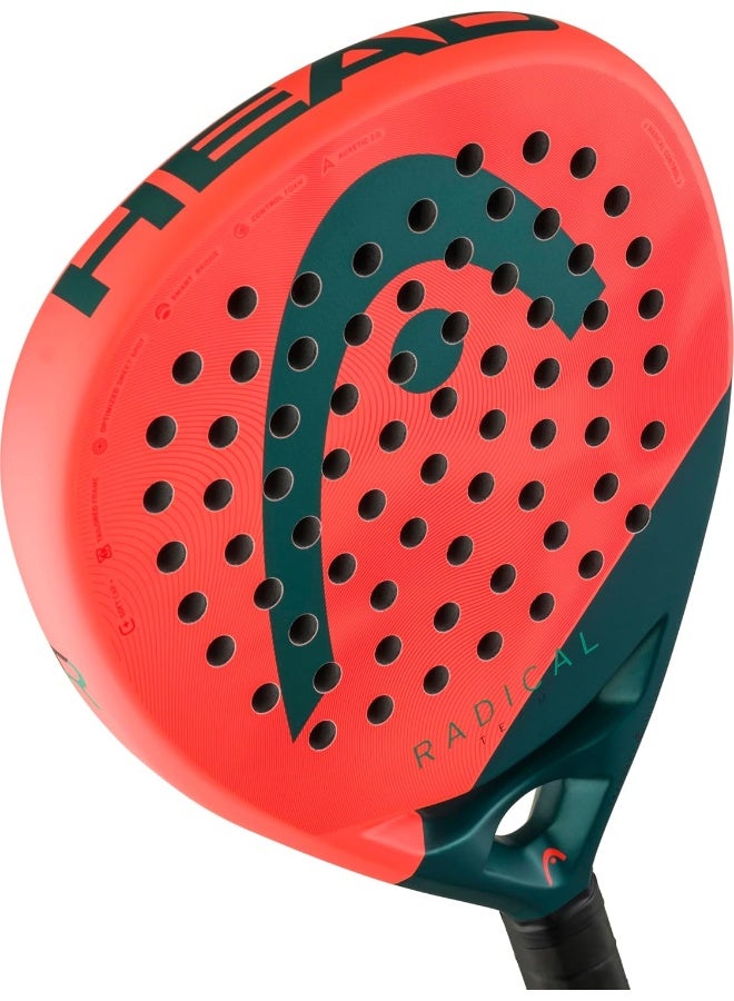 HEAD Radical Padel Racquet - Teardrop Shape with Double Layer Carbon Fiber - Image 3